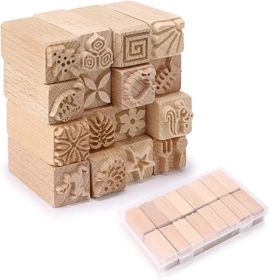 Clay Modeling Pattern Stamp Kit Wooden Clay Pottery Stamps Pottery Tool Wood Block Stamp