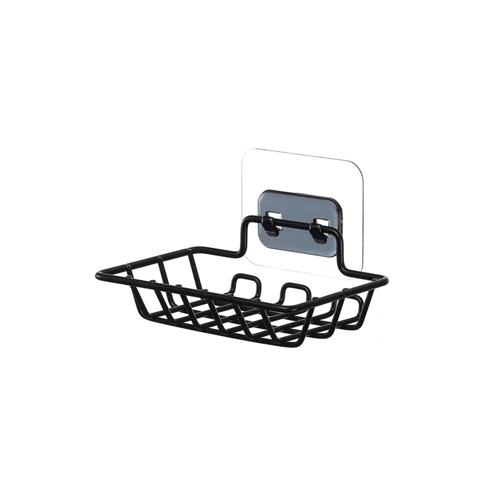 High Quality Reusable Stainless Steel Black Soap Holder Wall Mounted With 2 Hooks For Sale