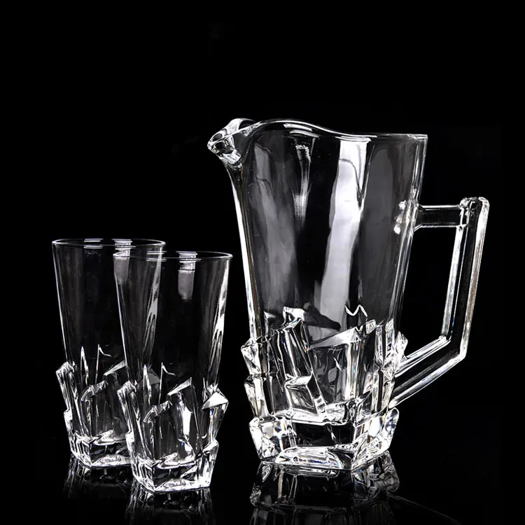 Small Water Jug Glass Diamond Mold Stand Restaurant Slide Decal For Glass And Jug Container Water Jug With Spout White