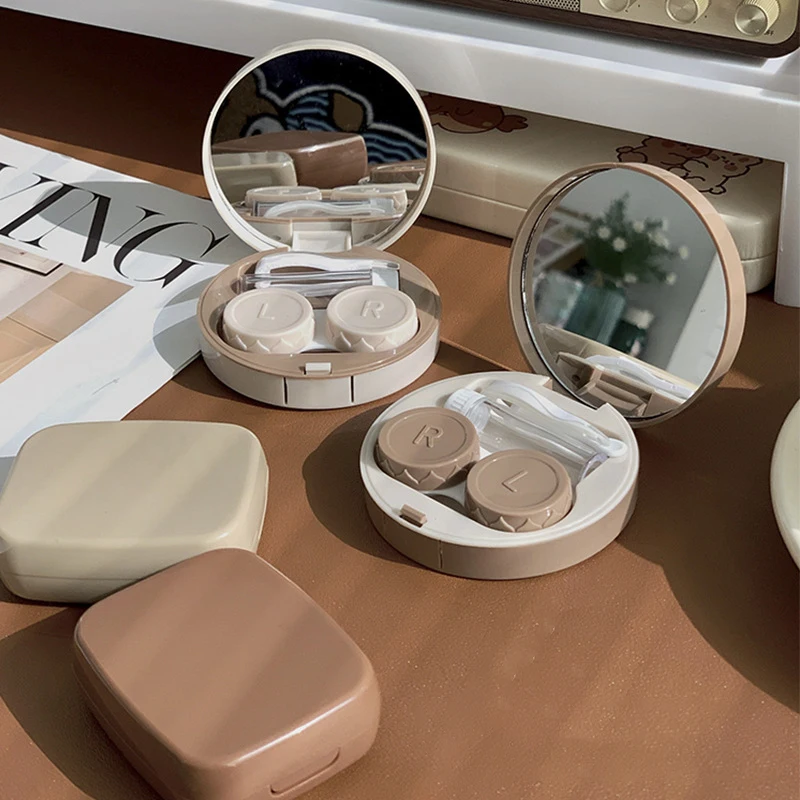 Factory Spot Exquisite Portable Compact High-end Contact Lens Case Simple Solid Color Contact Lens Storage Partner Box