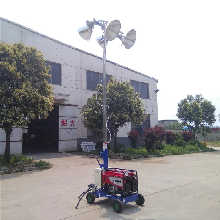 4x1000W mobile light towers hydraulic telescopic mast portable outdoor lighting tower