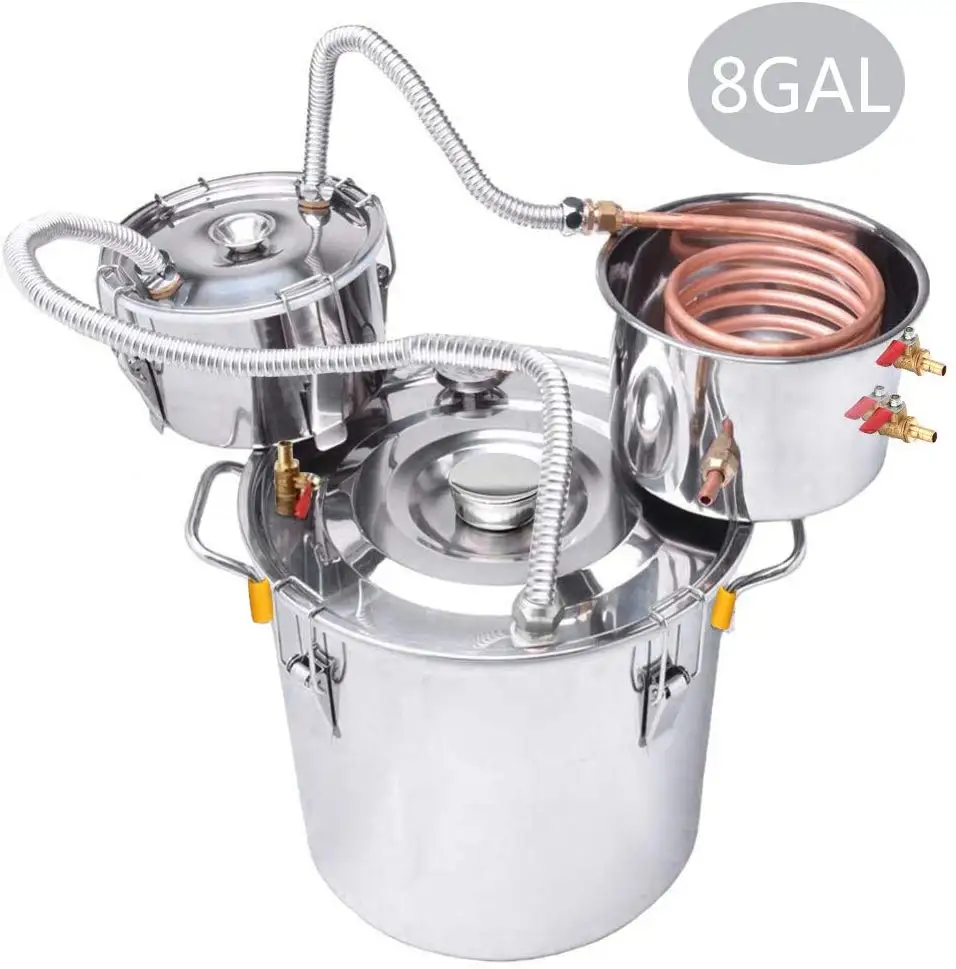 
5 Gal 20 Liters 3 Pots Home Distiller Moonshine Alcohol Boiler Copper Home Brewing Kit with Thumper Keg Stainless Steel (12L Dis 