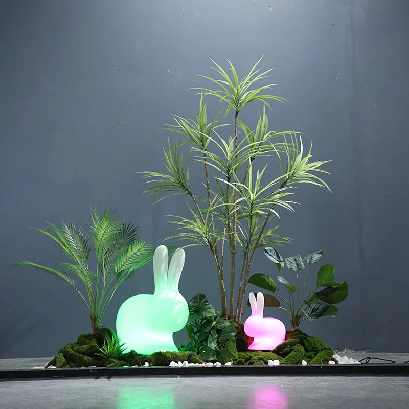 7 Fork Pocket Leaf Big Apple Leaf PE Rabbit Colorful Landscape home decor  indoor  plants art sets