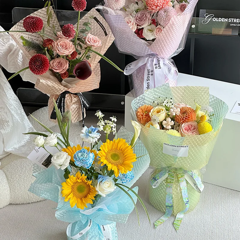 High-Level 12 Silk Cellophane Bubble Water Flower Shop Wrapping Paper Three-Dimensional Embossed Bubble Film Made Pulp Wrapping