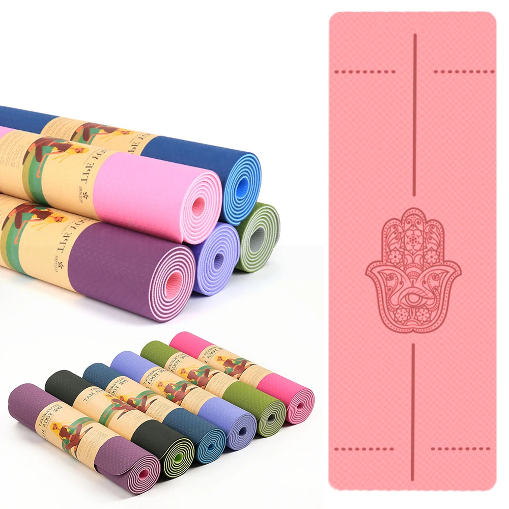 Exercises TPE Yoga Mats 6 Mm Custom Thick Eco Friendly Printed TPE Yoga Mat