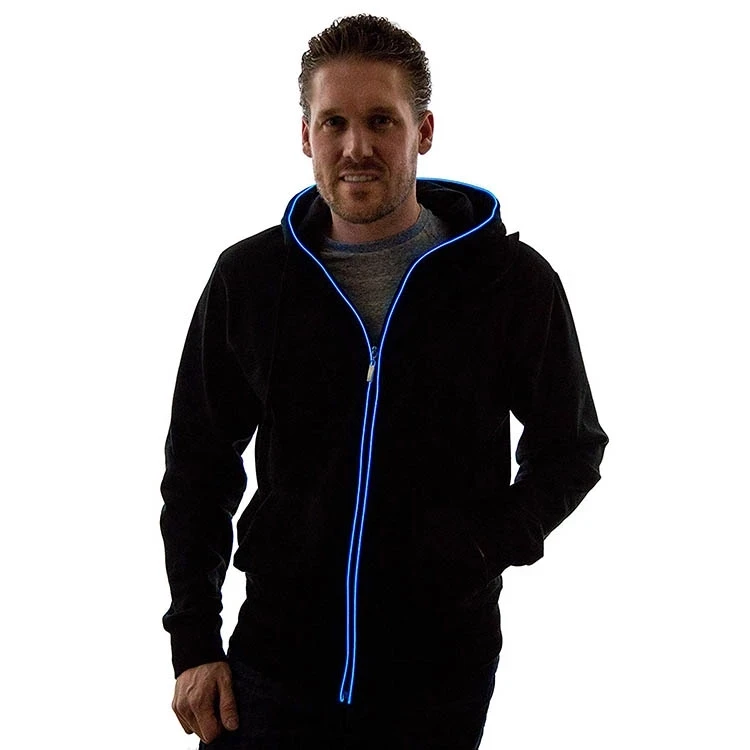 Led Light Up El Wire Hoodie Led Jacket for Adult and Kids Any Size 10 Colors Available EL Hoodies