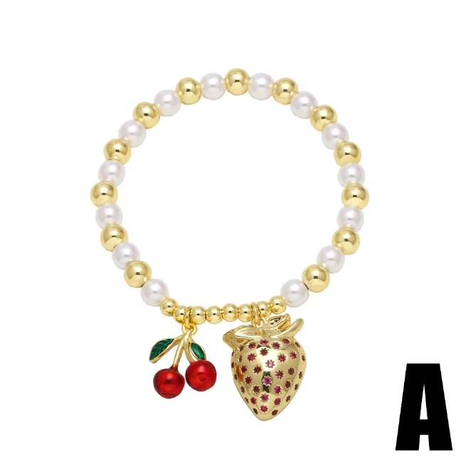 Enamel strawberry/turtle red hoop earrings gold plated CZ micro paved cherry/star/heart bracelet jewelry wholesale