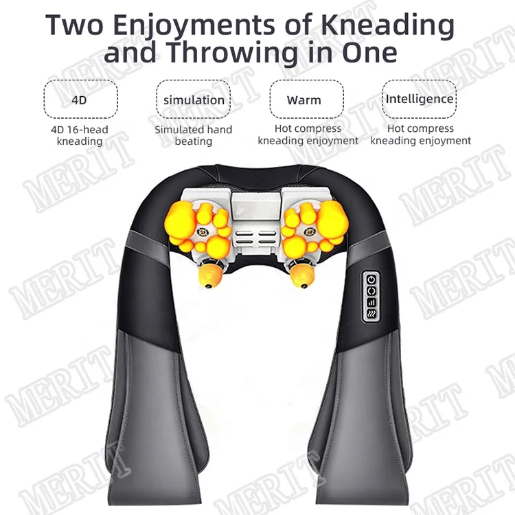
3D Rechargeable Shiatsu Kneading Thermal Infrared Neck Massage Belt 