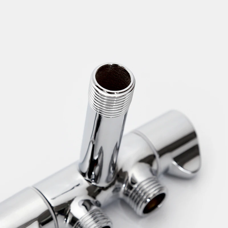 High quality chrome plated Brass luxury bathroom faucet two way double-handle angle valve