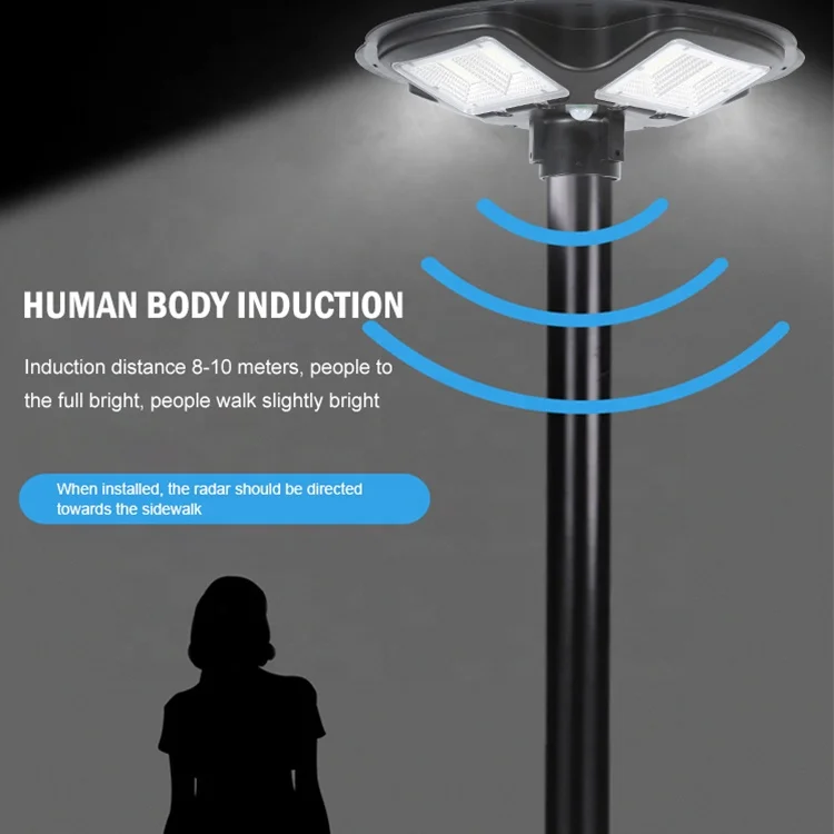 High Quality Waterproof Outdoor IP65 Aluminum Radar Sensor Remote Control 300W 400W 500W LED Solar Garden Light