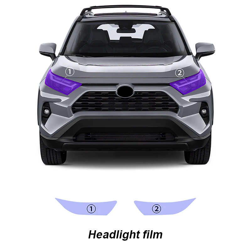 Подходит для TOYOTA RAV4 Гибридный 2019-2024 PPF TPU Белый-фиолетовый белый-черный внешняя защитная пленка фар