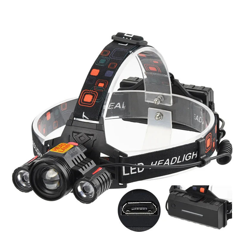 Newly Upgraded Popular LED Strong Light Rotating Zoom Aluminum Alloy Type-C Charging Zoom Headlight