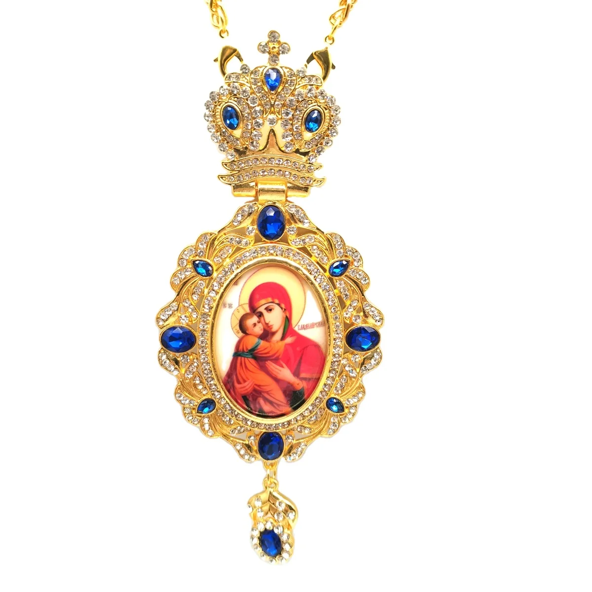 Подвеска для Priest христианской епископальной позолоченный сплав православная византийский с Panagia овальные значки грудные мышцы крест