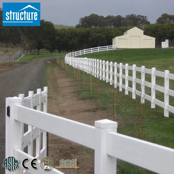 Cheap Plastic Ranch Vinyl Cattle Rail Fence Gate for Farm Yard