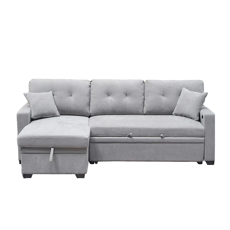 Linen Fabric L Shape Recliner Sofa Bed Furniture Living Room Sofa Cheap price Sectional Sofa Bed