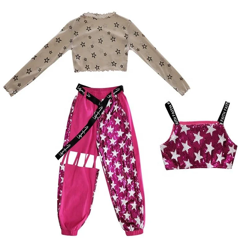Wholesale Hot Sale Street Jazz Dancing Performance Clothing Suit Loose Fashion Hip-Hop Girl Outfit clothes