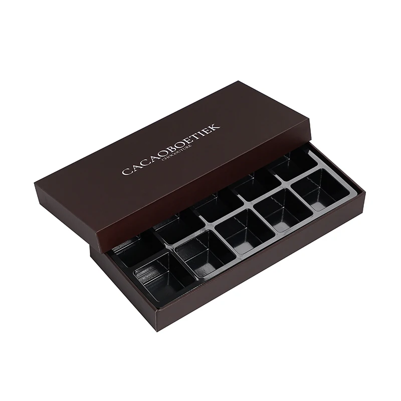 Custom Logo Premium Food Chocolates Packaging Box for 10 pcs bonbons Candy Sweet Gift Packing Chocolate Bar Paper Box