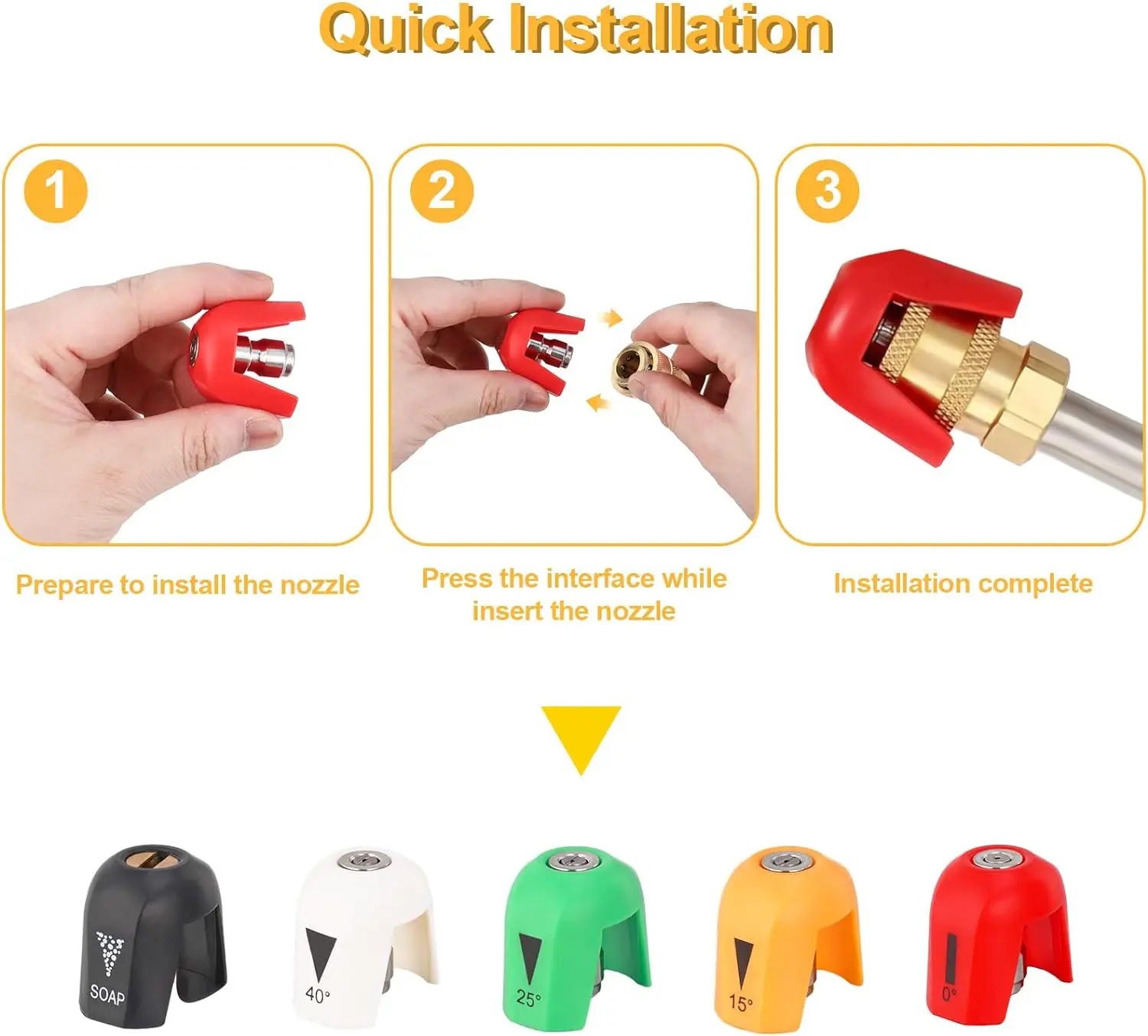 4000PSI 3.0 U Type 1/4 Inch Stainless Steel Quick Connect High Pressure Washer Nozzle