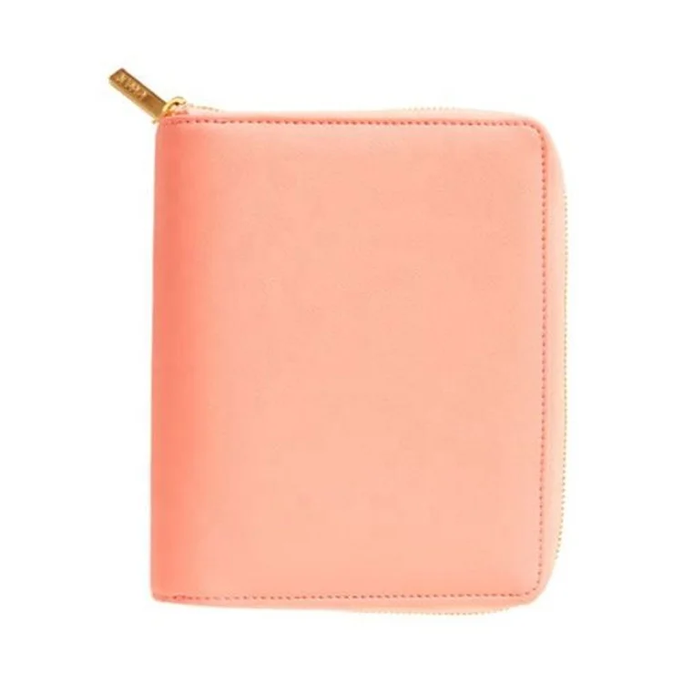 Custom Pu Leather Agenda A6 Organizer Weekly Diary Zipper Closure Organizer Agenda Card Holder Planner Leather Binders