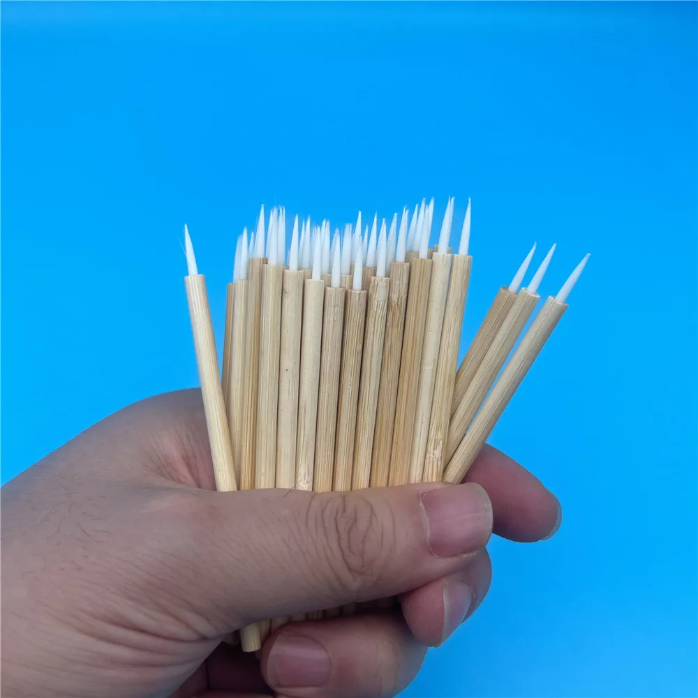 Hot selling eco-friendly bamboo handle nylon hair disposable eyeliner brush disposable bamboo makeup brush