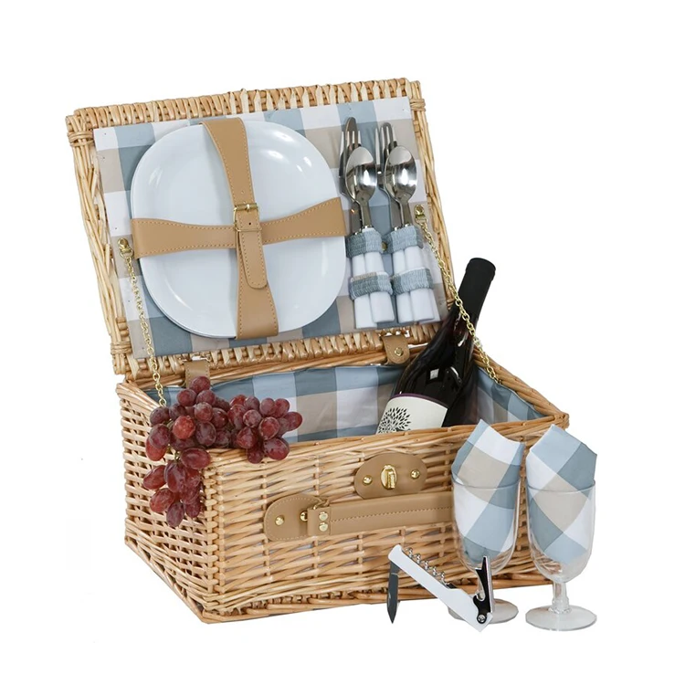 Прямоугольная плетеная складная корзина для хранения пикника из ротанга тростника с ручкой и крышкой