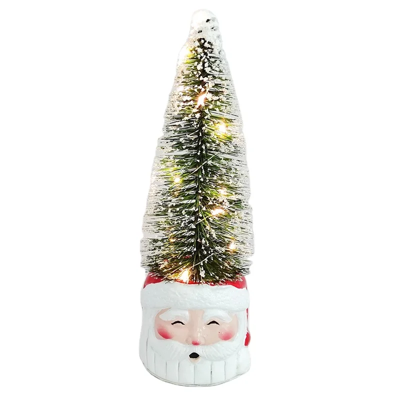 Бесплатный образец сосновая твердая игла с Санта Настольный Снег Рождественская елка Рождественское украшение