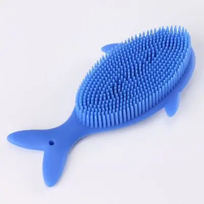 Ultra Soft silicone Bath Scrubber Sponge Anti-bacterial Body Shower Silicone Fish Shape Bath Brush