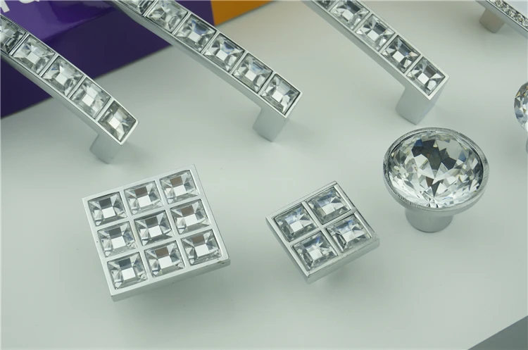 European Style Furniture Accessory Cabinet Handle Knobs Door Knob Handle Crystal Modern Entrance Wardrobe Zinc Acrylic 30mm