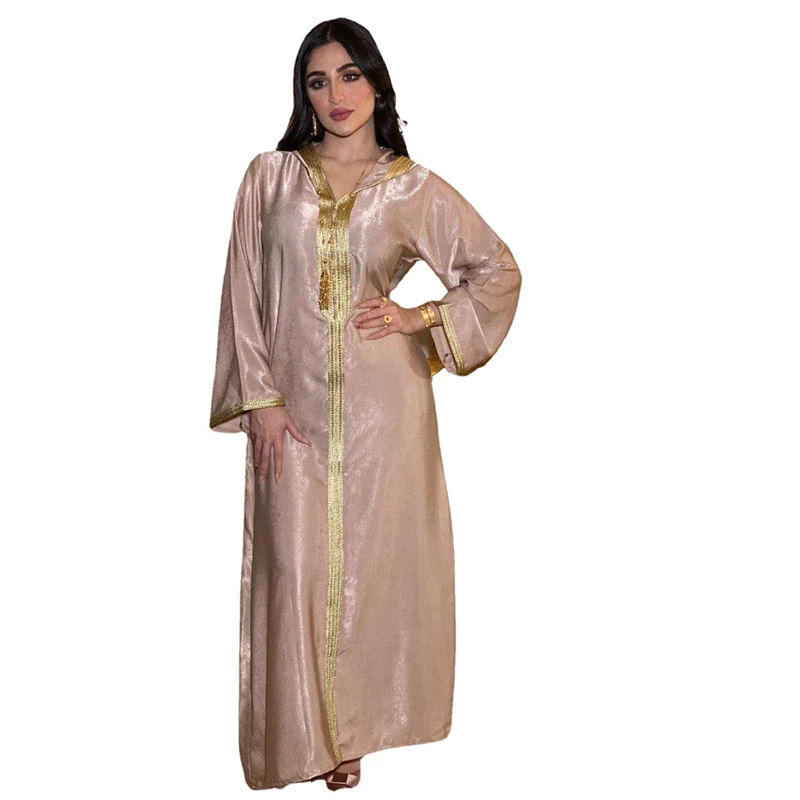 Indonesia Muslim Traditional African Women Hooded Dress Kaftan Women Long Sleeve Lace Suede Islamic Clothing