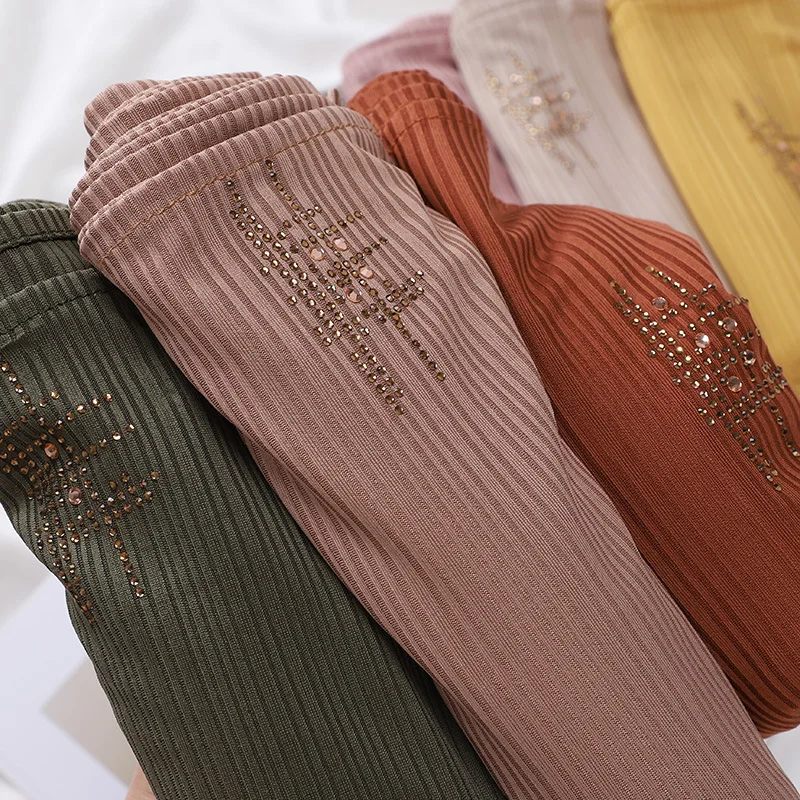 New Luxury Large Cotton Plain Stretch Scarf Women Wrap Hijab And Shawl Muslim Headscarf For Women Ladies Head Scarf