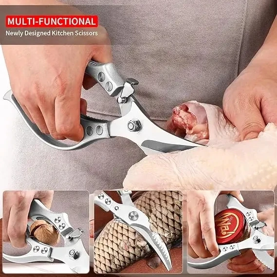 Kitchen Scissors for Food Heavy Duty Kitchen Shears for Spatchcocking Chicken and Turkey with Spring-loaded Handles