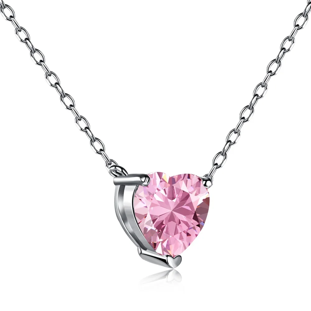 Dylam Classic s925 electroplated rhodium heart pendant necklace jewelry gift birthday necklace for girl wife and girlfriend