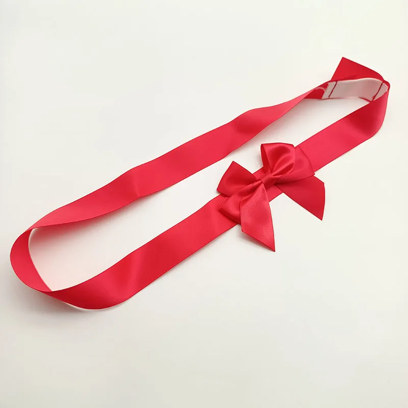 Custom  Red Christmas bow tie Premade Gift box bow Pretied Satin Gift Ribbon bows with elastic band loop
