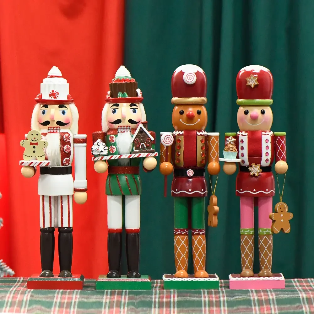 35CM Gingerbread Man Nutcracker Variety Style Popular Christmas Decoration Wooden Nutcracker