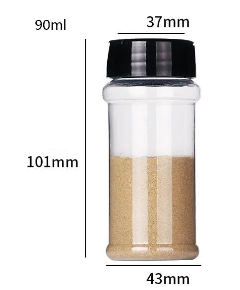 clear pet plastic square spice jars 500ml 300ml seasoning blend Bottle with seal liner slip inside plastic spice condiment jars