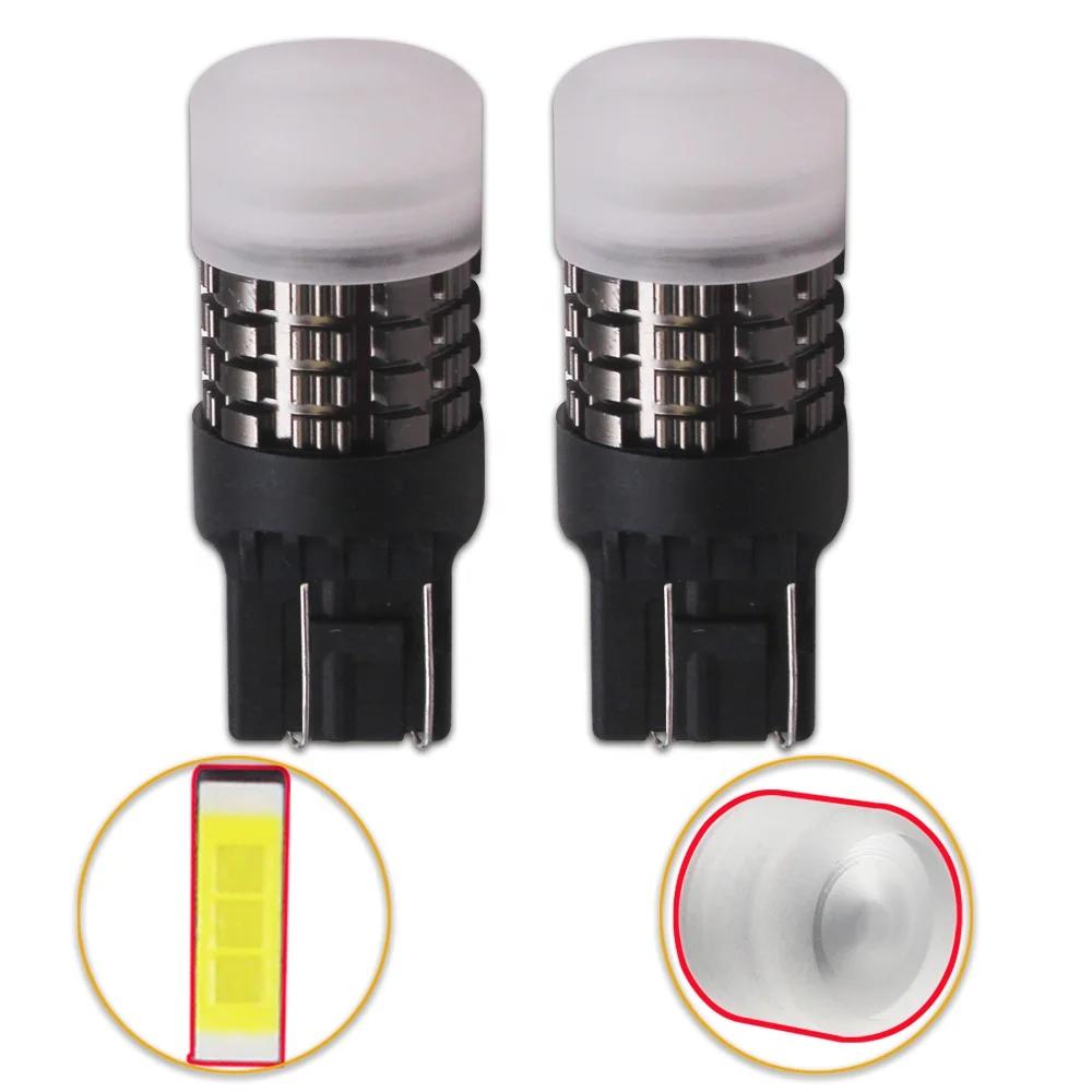 
50000hrs lifespan aluminum design auto brake light w21/5w 7443 led car bulb t20 