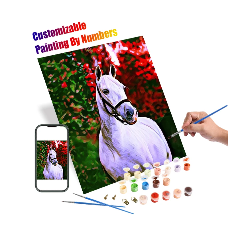Adult Painting by Numbers Horse Animal Oil Paint by Numbers Home Wall Art DIY Painting by Numbers Kit