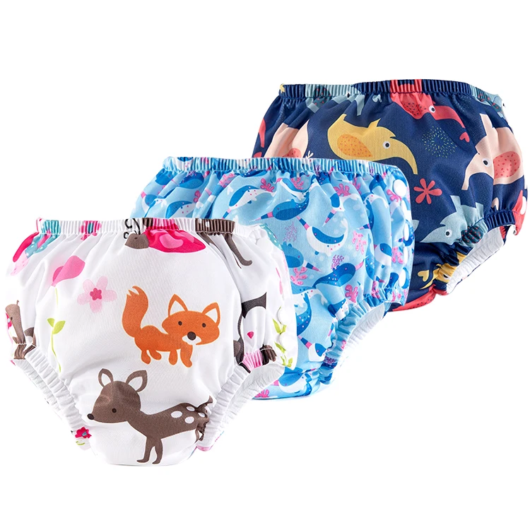 Baby Reusable Swim Diapers Cartoon Print Swimwear Children Adjustable Breathable Leakproof Swimming Nappy Pants Diaper