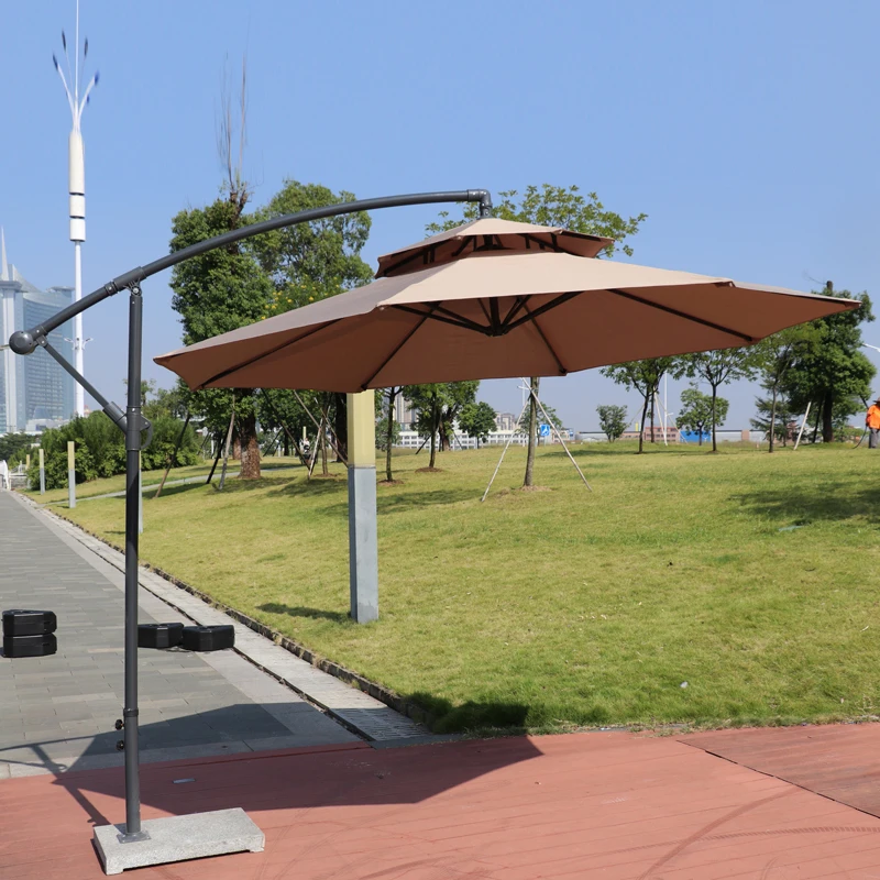 Outdoor Sun Umbrella Parasol Patio Garden Restaurant Beach Iron Banana Umbrella