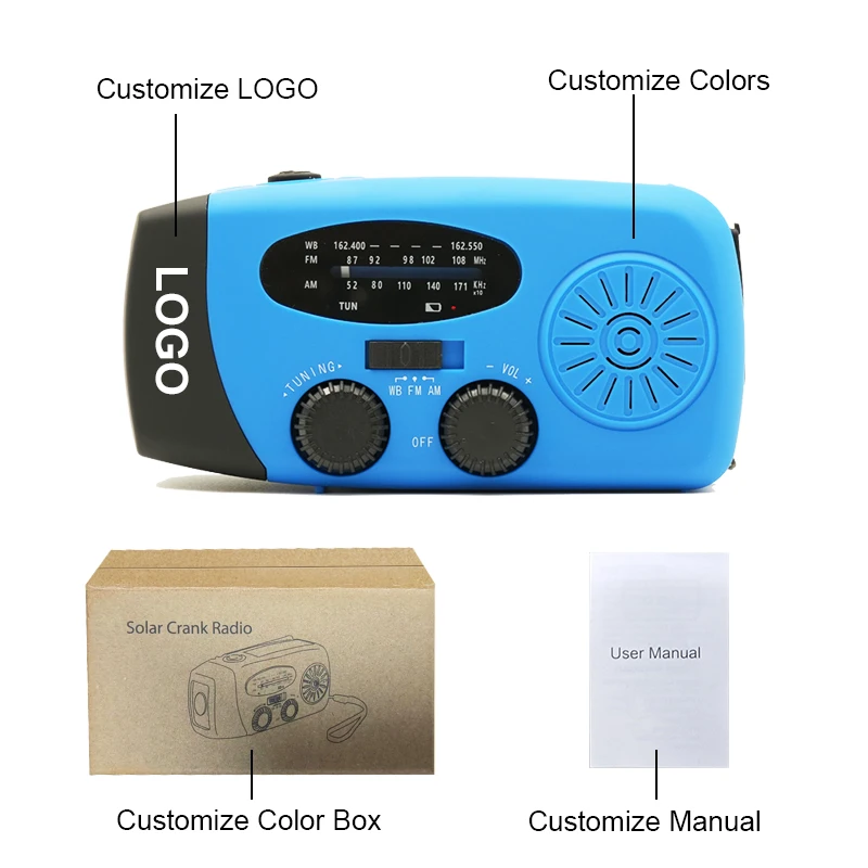 Emergency Solar Hand Crank Dynamo NOAA Portable Weather Radio With Flashlight and Cell Phone Charger Emergency Radio