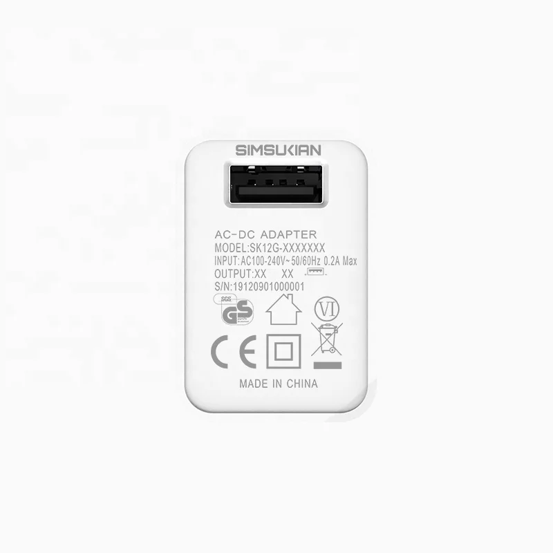 Адаптер питания CE GS SK12G, 5 В, 1 А, 5 В, зарядное устройство USB, 5 В, 1 А, 1000 мА, адаптер для зарядки телефона, Универсальный дорожный адаптер питания, европейская и белая вилки