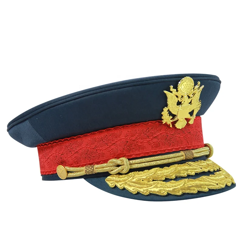 Suppliers wholesale a large number of gold and silk police hats police pointed officer hats embroidered hats
