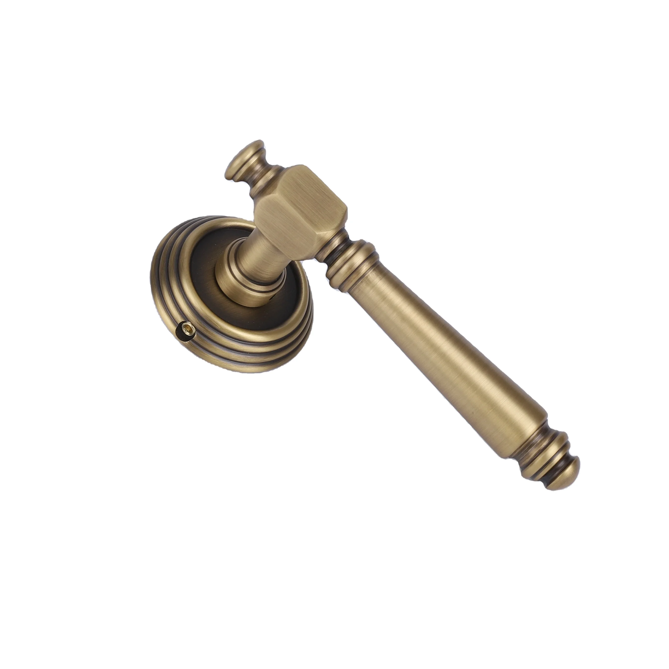 High-End Luxury Safety Bathroom Door Lock Interior Antique Brass Casting Gold Door Handles