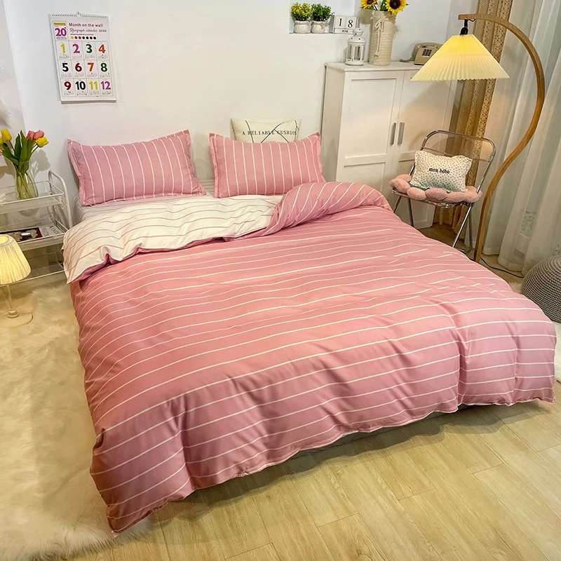 Custom color luxury pink low 4 pieces king size high quality comforters bedding set