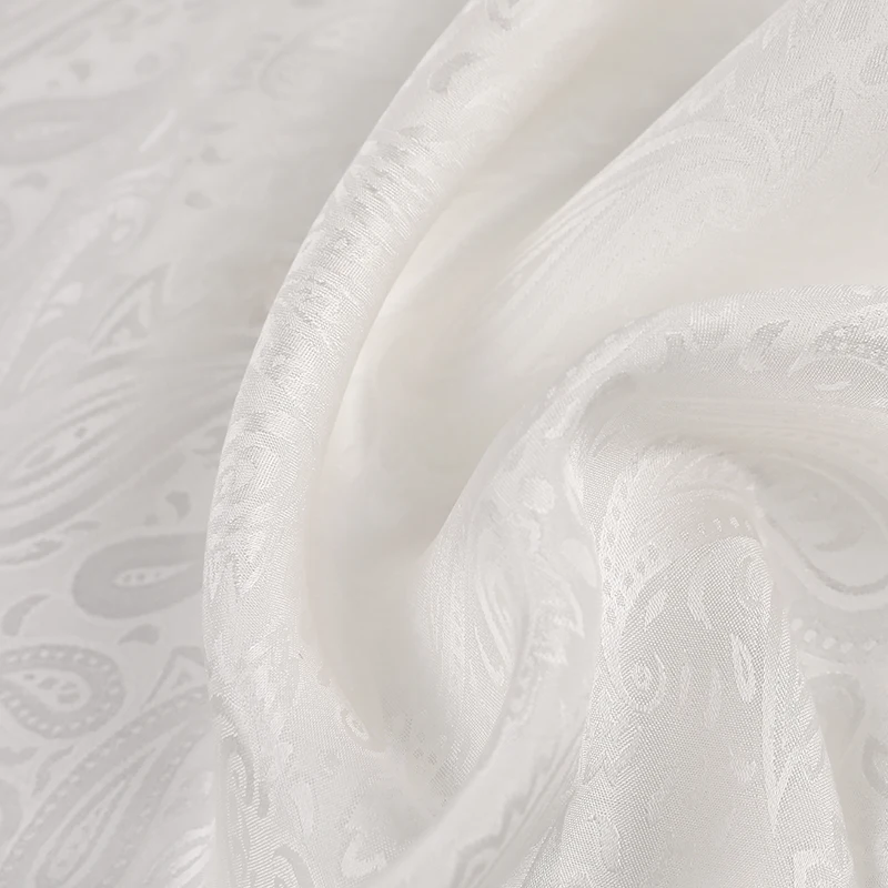 Wholesale Zhejiang Silk Aloe Shape White Jacquard 114cm 100% Silk Fabric