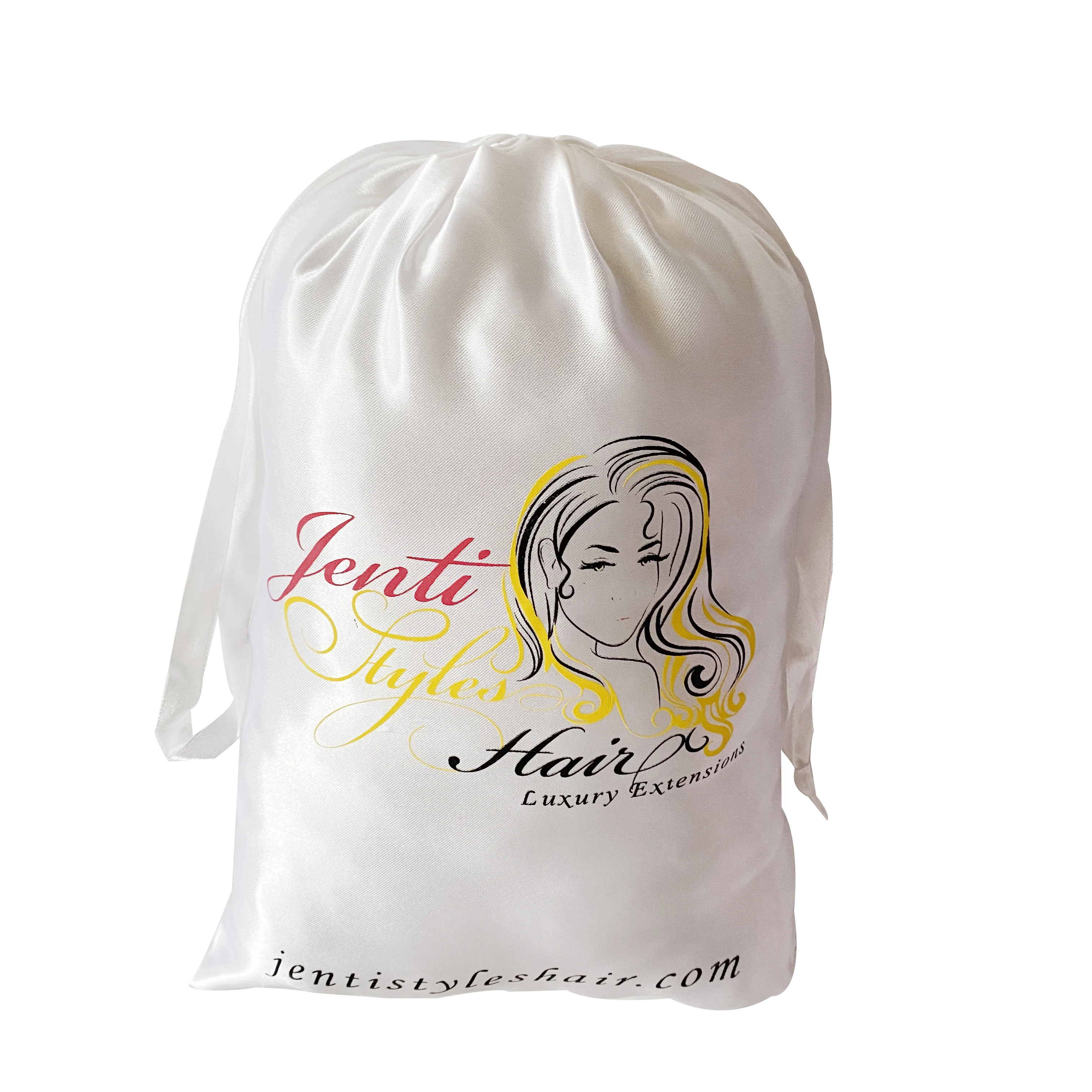 Accept Customized Design Printing 20x30cm Drawstring Satin Girl Headdress Bags