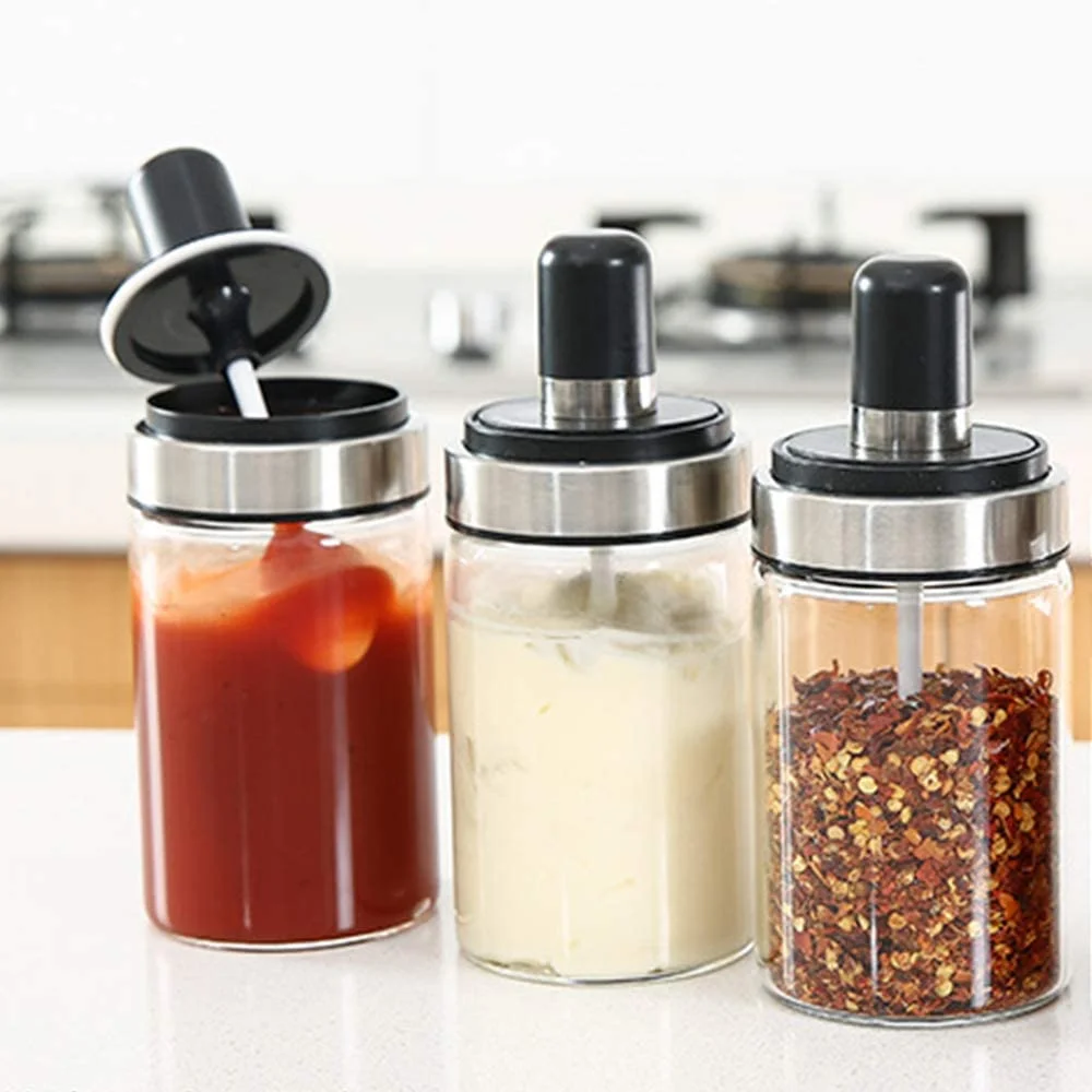 food grade Salt And Pepper Shakers Set kitchen glass Vintage soy sauce glass honey Jars spice bottles cruet