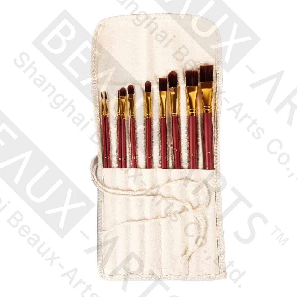 Synthetic Hair Artist Paint Brush Tube Set Roll-Up Cotton Canvas Case Acrylic Watercolor Oil Gouache Painting Paintbrush