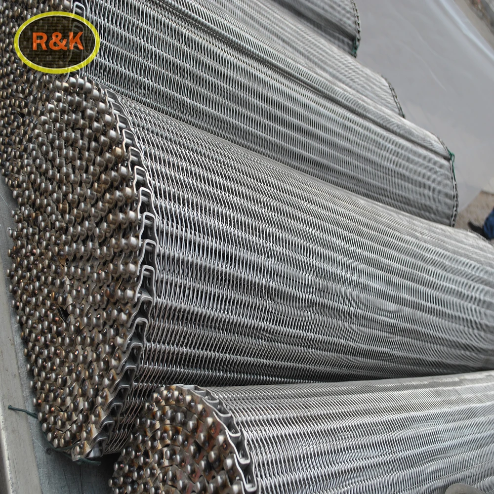 304 material stainless steel chain conveyor mesh belt large mesh filter cleaning conveyor