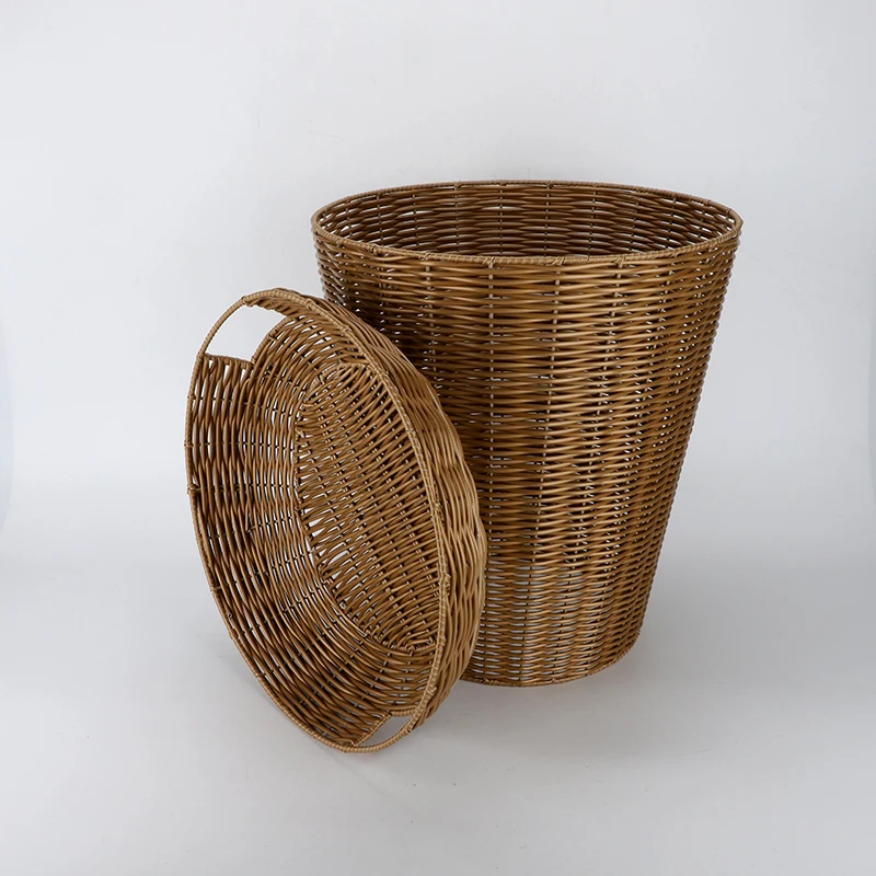 Customized Large Rectangle Shelf Office Under Bed PP Plastic Rattan Bamboo Willow Wicker Storage Laundry Baskets